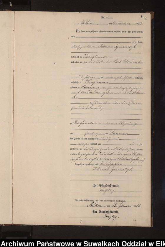 image.from.unit.number "Sterbe-Neben-Register des Preussischen Standes-Amtes Stasswinnen Kreis Lötzen"