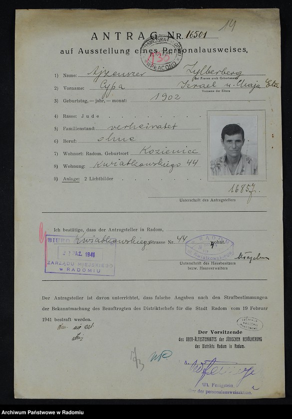 image.from.unit.number "[Wnioski o wydanie dowodów osobistych oraz nie odebrane dowody Ajzenman Złata - Akierman Gerszon]"