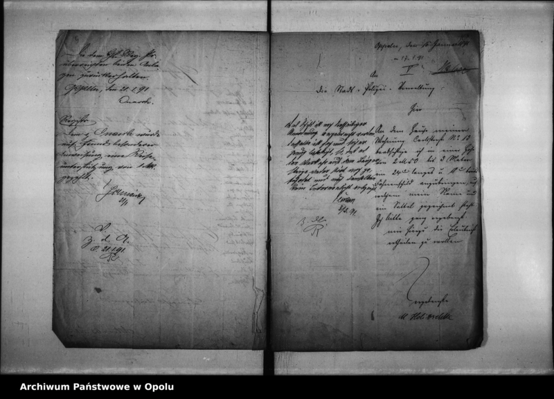 image.from.unit.number "Acta des Magistrats zu Oppel betreffend Polizei - Verwal[tung] Vol. I"