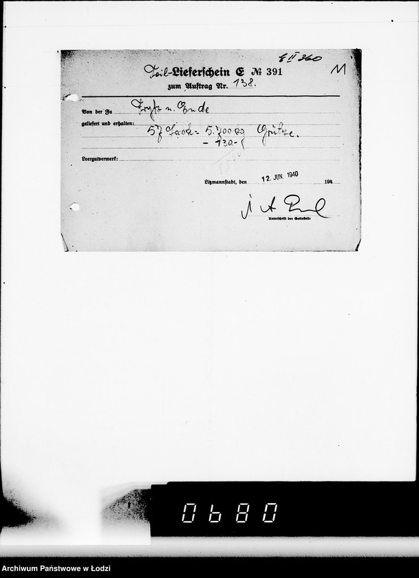 Obraz 16 z jednostki "Lieferscheine E II, Auftrag zum Medikamente"