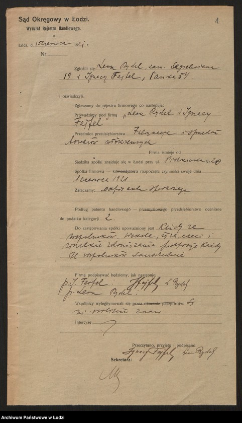 Obraz 3 z jednostki "Leon Rydel i Ignacy Fajfel - fabrykacja i sprzedaż towarów włókienniczych"