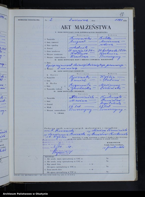 image.from.unit.number "Ksiega małżeństw Nr 1-14,1-16,1 - 13,1 - 15,1 - 17,1 - 17,2 - 10,1 - 9, 1 - 12 i 1 - 17 /przepisana w języku polskim z oryginału niemieckiego w dniach 1.10.-7.10.1961/"