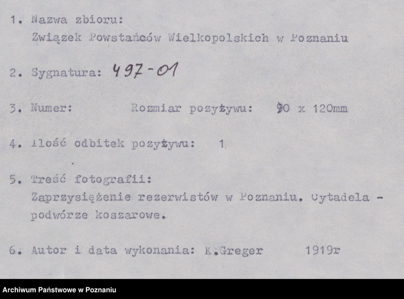 Obraz 4 z jednostki "Zaprzysiężenie rezerwistów w Poznaniu. Cytadela - podwórze koszarowe. K. Greger 1919"