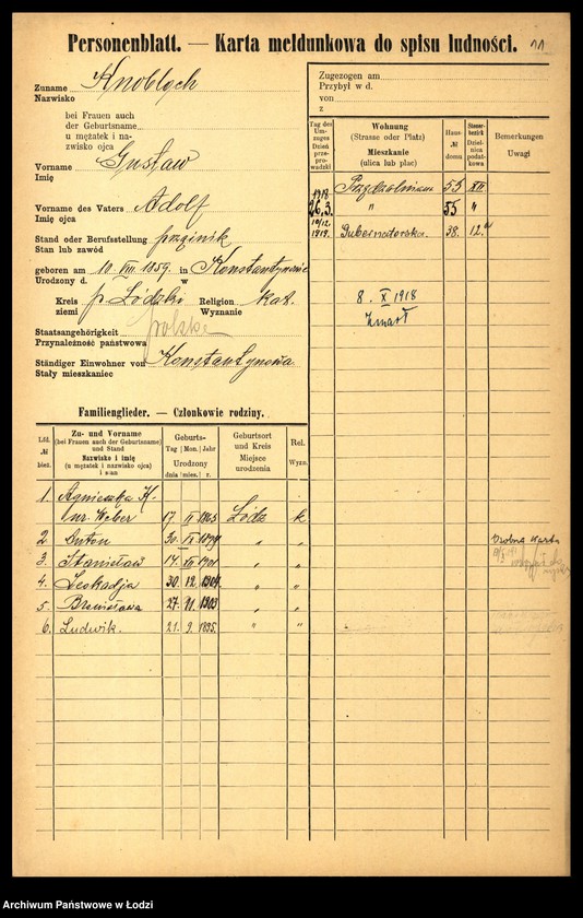 Obraz 13 z jednostki "[Spis ludności Łodzi] Knobloch - Kobyłecki"