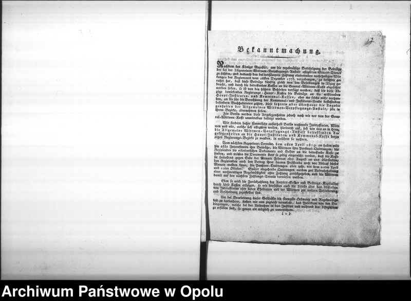 Obraz 16 z jednostki "Acta Generalia die Allgemeine Wittwen-Verpflegungs-Anstalt in Berlin, so wie die deshalb erlassenen Verordnungen und Bestimmungen, betreffend. Vol. I de anno 1818"