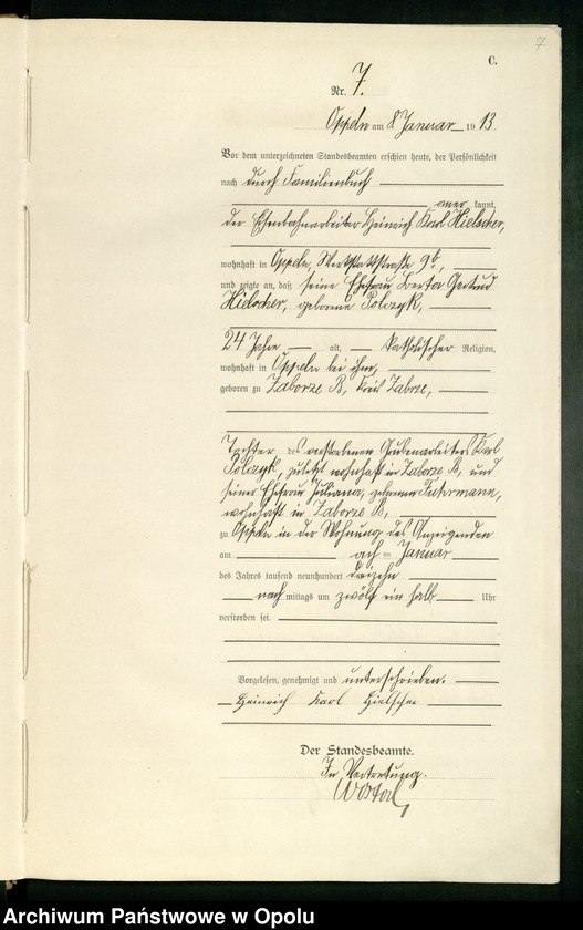 Obraz 11 z jednostki "Rejestr zgonów Księga Miejscowa Nr 1 do 419 1913"