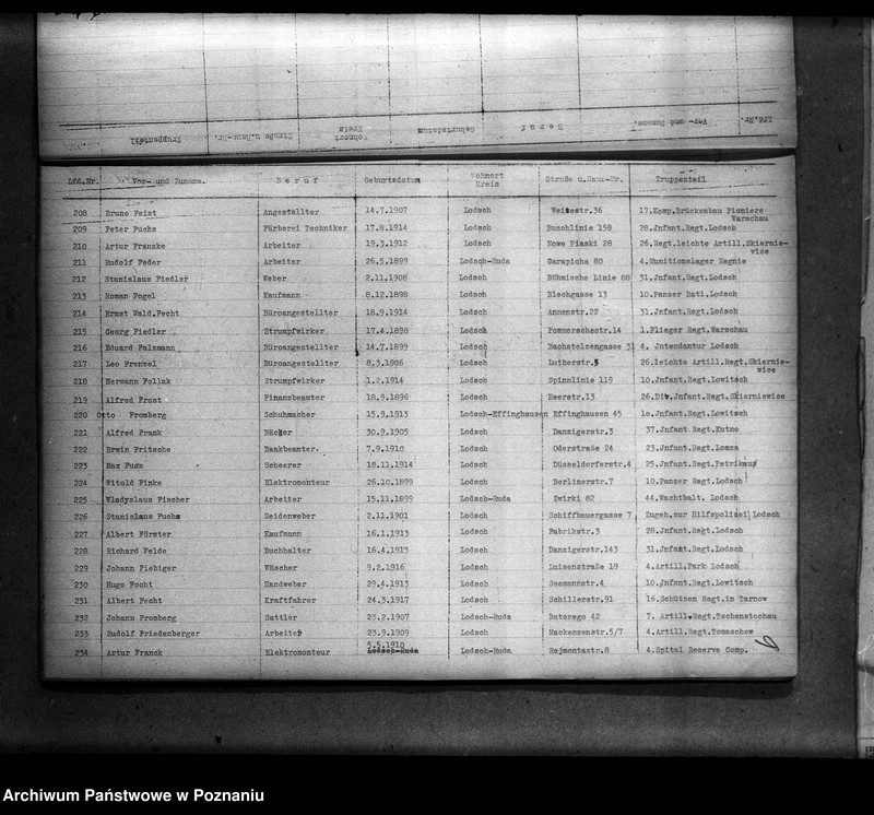 Obraz 13 z jednostki "Liste aller Volksdeutschen, die während des deutsch - polnischen Krieges zum polnischen Heeresdienst eingezogen waren (Łódź)"