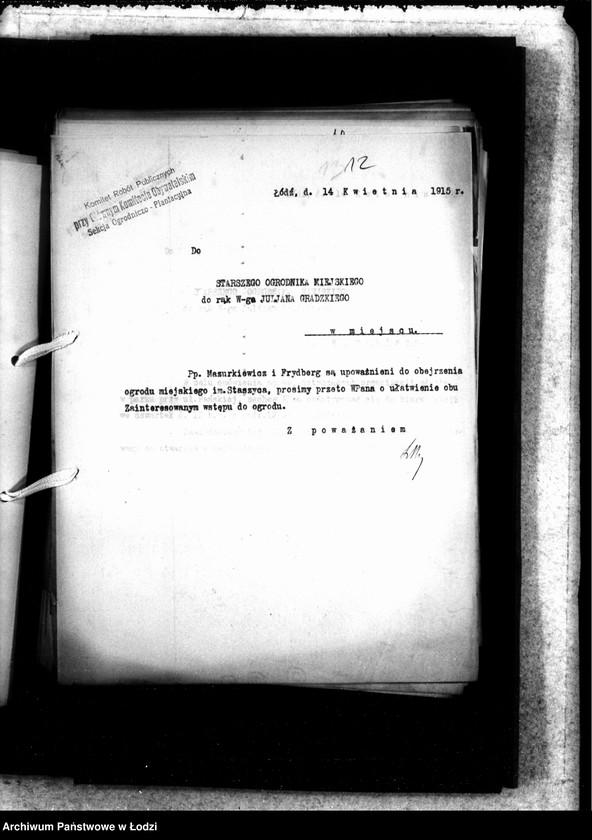 Obraz 15 z jednostki "Korespondencja Ogrodnika Miejskiego i odwrotnie"