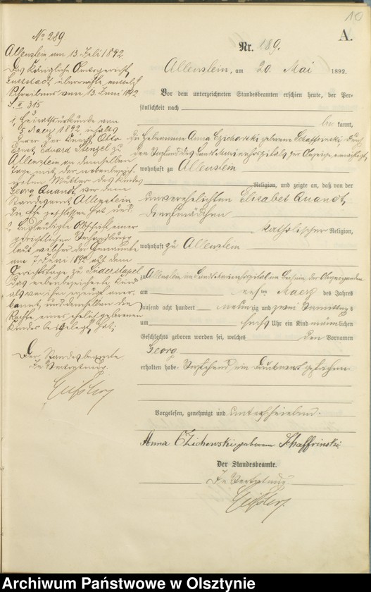 image.from.unit.number "Geburts-Haupt-Register Tom II,Nr 281 - 560"