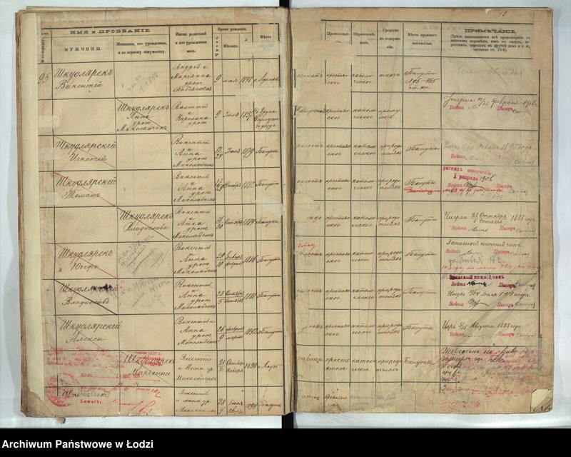 Obraz 14 z jednostki "[Księga ludności stałej m. Łodzi guberni piotrkowskiej - Dzielnicy Bałuty nr domu 95-115]"