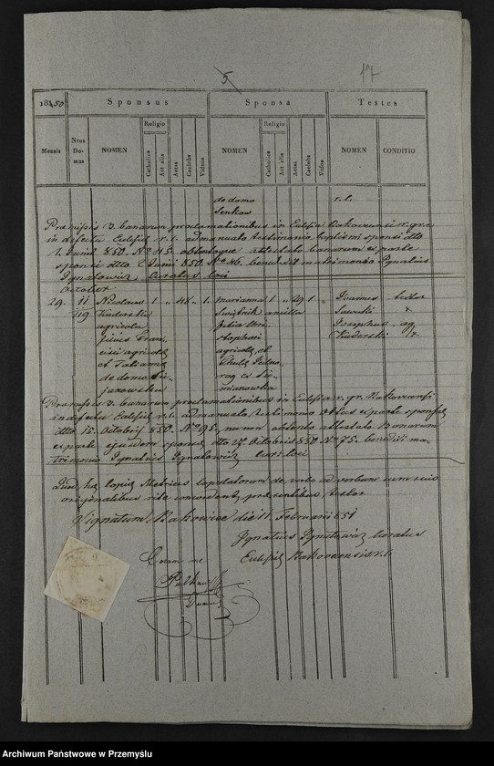 image.from.unit.number "[Odpisy ksiąg urodzeń, małżeństw, zgonów parafii rzymskokatolickiej Rakowiec (powiat Lwów) z 1850 roku]"