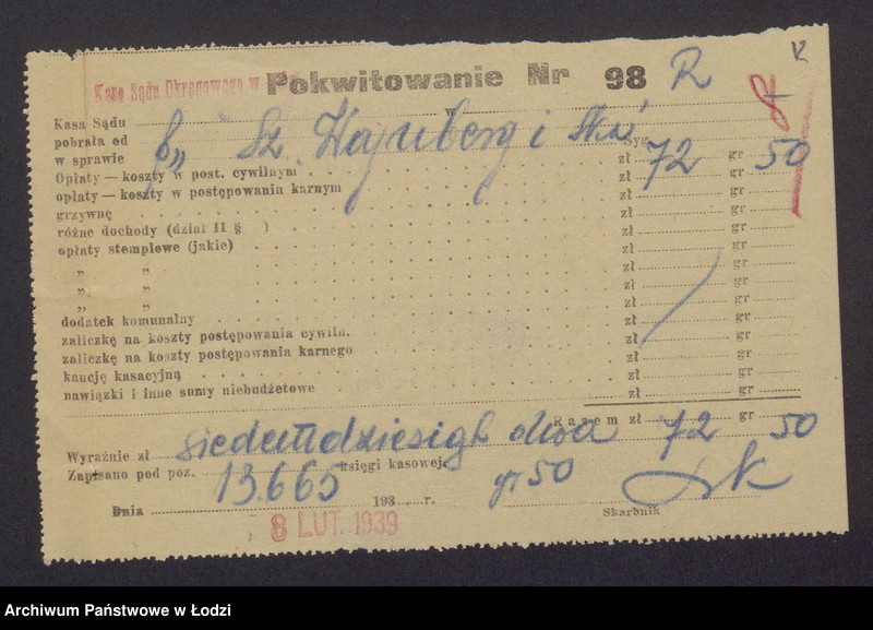 Obraz 14 z jednostki "Szymon Wajnberg, Mojsze – Icchok Wajnberg – wyrób towarów włokienniczych i skręcalni"