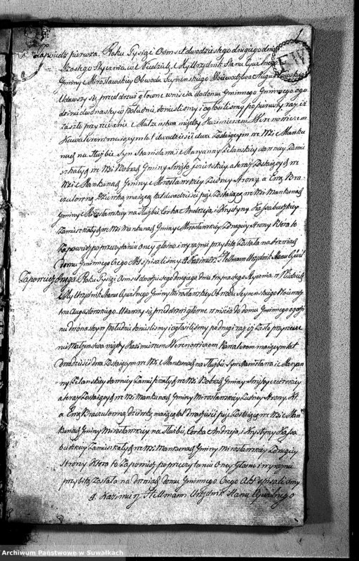 image.from.unit.number "Akta Zaślubionych Gminy Mirosławskiey na Rok 1822"