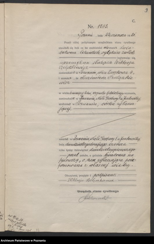 Obraz 11 z jednostki "Księga miejscowa zgonów tom III [Rejestr główny zgonów]"