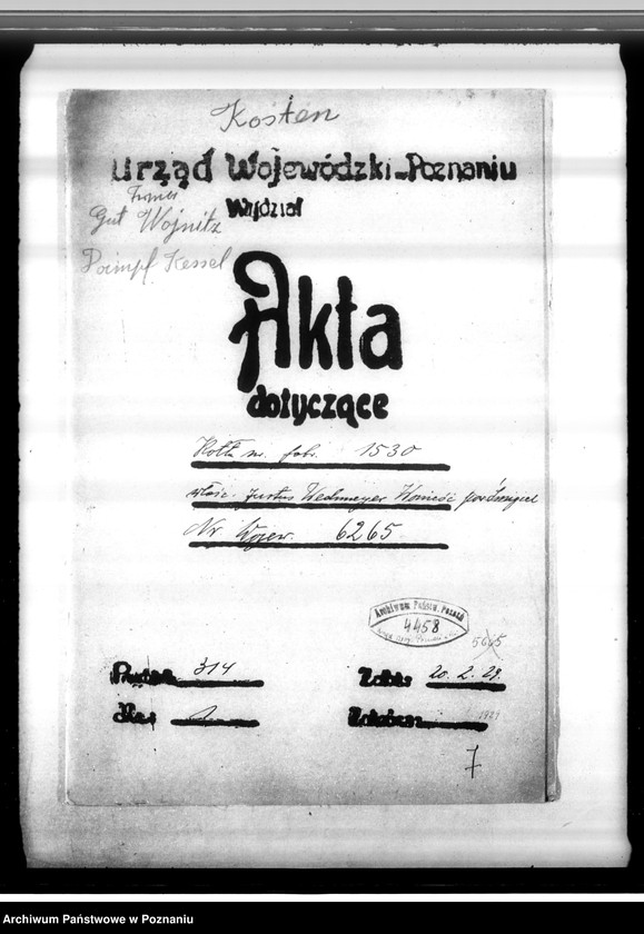 Obraz 4 z jednostki "Majętność Wonieść, pow śmigielski własność J. Wedemeyer nr woj. kotła 6265"