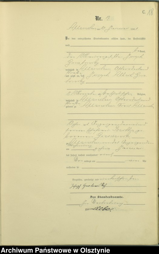 image.from.unit.number "Sterbe-Haupt-Register Tom I,Nr 1 - 399"