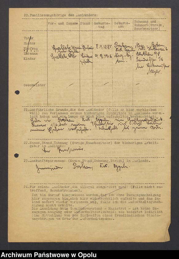 Obraz 5 z jednostki "[Zezwolenie na pobyt - Alfons Sage, ur. 13. 05. 1913 Breslau]"