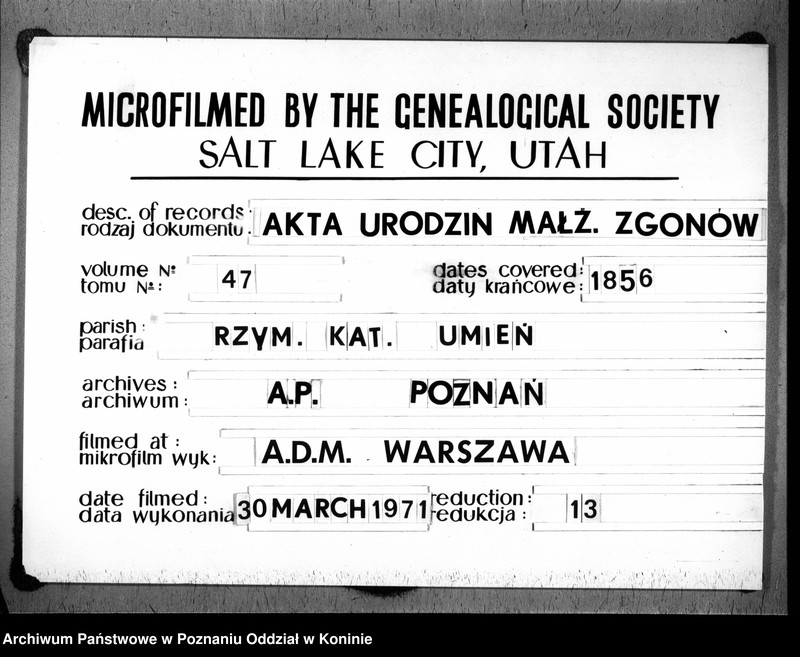 Obraz 1 z jednostki "Duplikat urodzonych, zaślubionych, zmarłych"