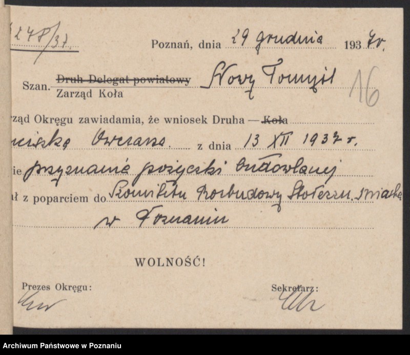 Obraz 20 z jednostki "Nowy Tomyśl - akta koła."