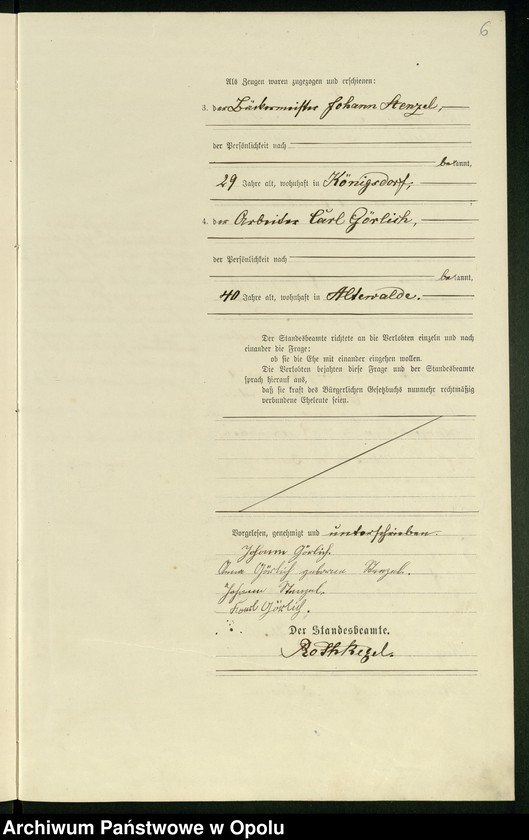 Obraz 10 z jednostki "Heiraths-Haupt-Register des Standsamts Bischofswalde pro 1901"