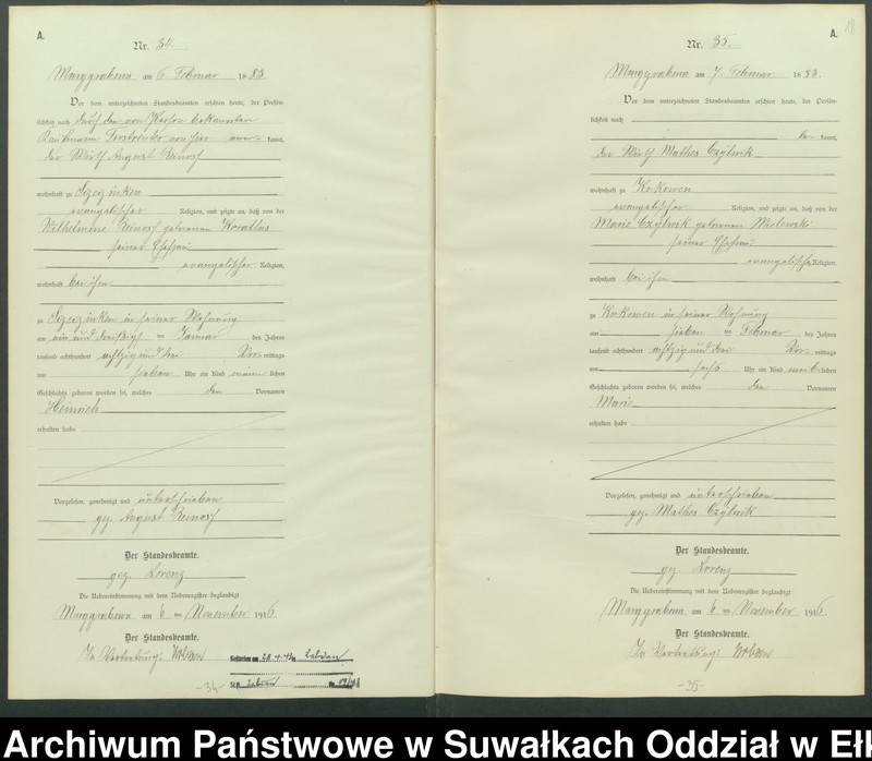 image.from.unit.number "A1.Geburts-Register [Haupt-Register] Standesamt Marggrabowa Landbezirk vol. I No.1 bis 266"