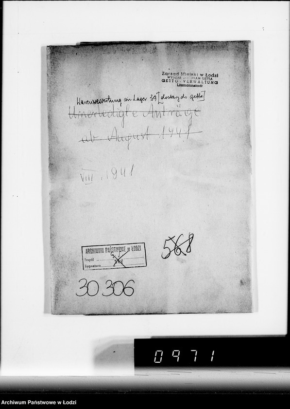 Obraz 4 z jednostki "Warenverwertung an Lager 39. [Dostawy do Getta]"