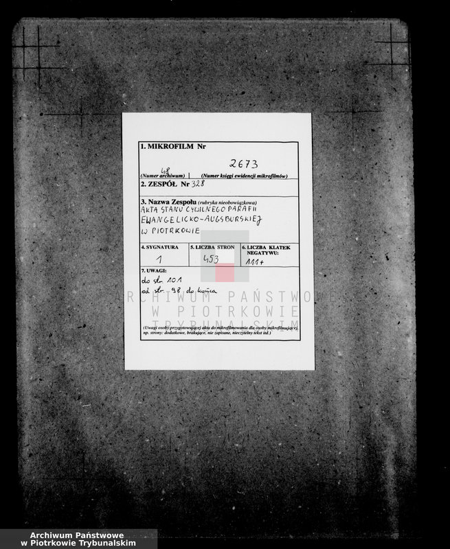 Obraz z zespołu "Akta stanu cywilnego Parafii Ewangelicko - Augsburskiej w Piotrkowie"