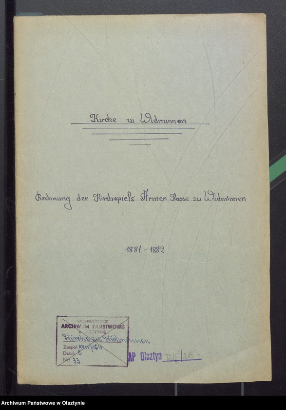 image.from.unit.number "Recnung der Kirchspiels Armen Kasse zu Widminnen"