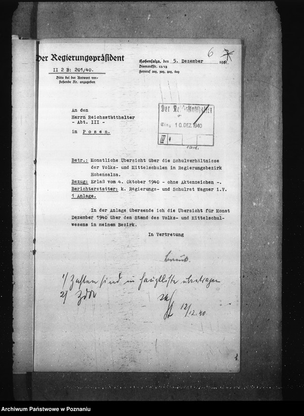 Obraz 10 z jednostki "Monatliche übersichten über die Schulverhältnisse- Regierungsbezirk Hohensalza (Inowrocław)"