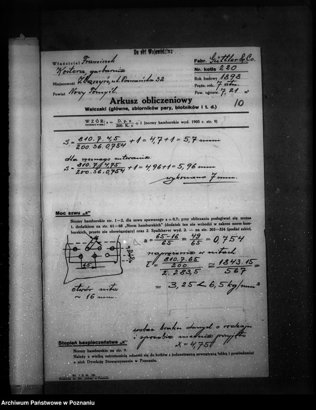 Obraz 14 z jednostki "Garbarnia Fr. Kosteszy w Zbąszyniu pow. nowotomyski, nr woj. kotła 2440"