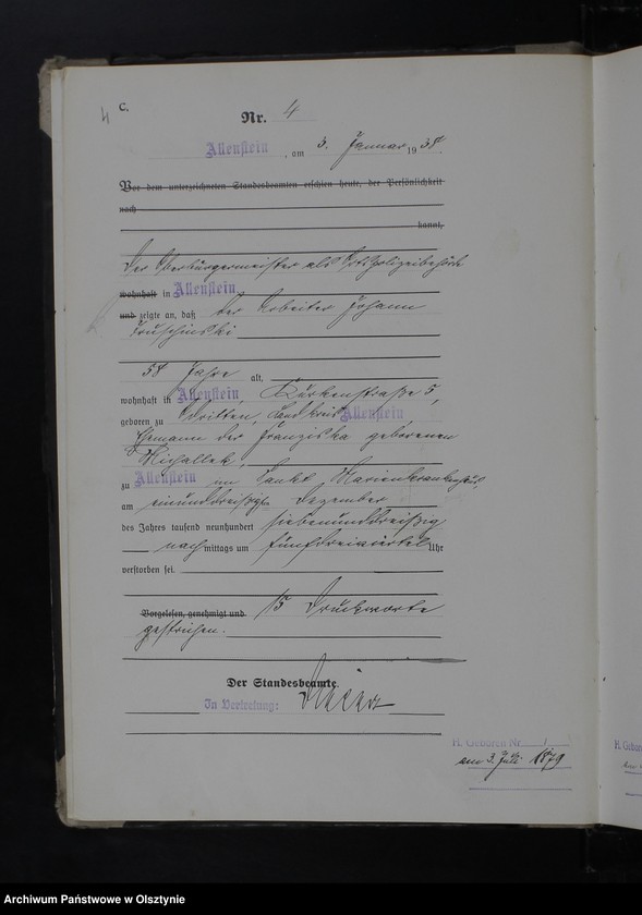 image.from.unit.number "Sterbe-Haupt-Register Tom I, Nr 1-381"