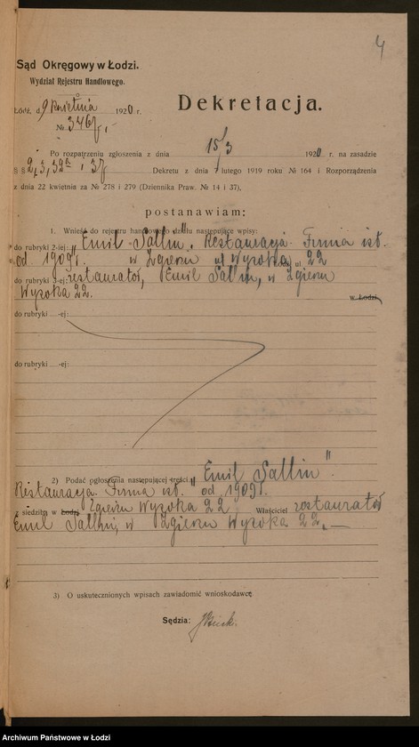 Obraz 6 z jednostki "Emil Sallin – restauracja"