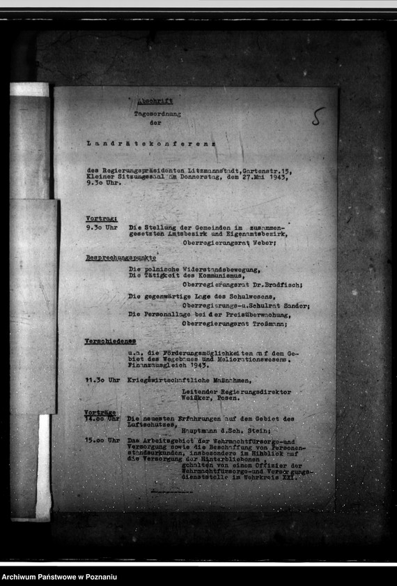 Obraz 9 z jednostki "Konferencje z landratami - korespondencja, porządki obrad"