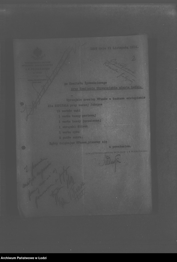 Obraz 6 z jednostki "Listy różnych do Sekcji Zaprowiantowania Miasta"