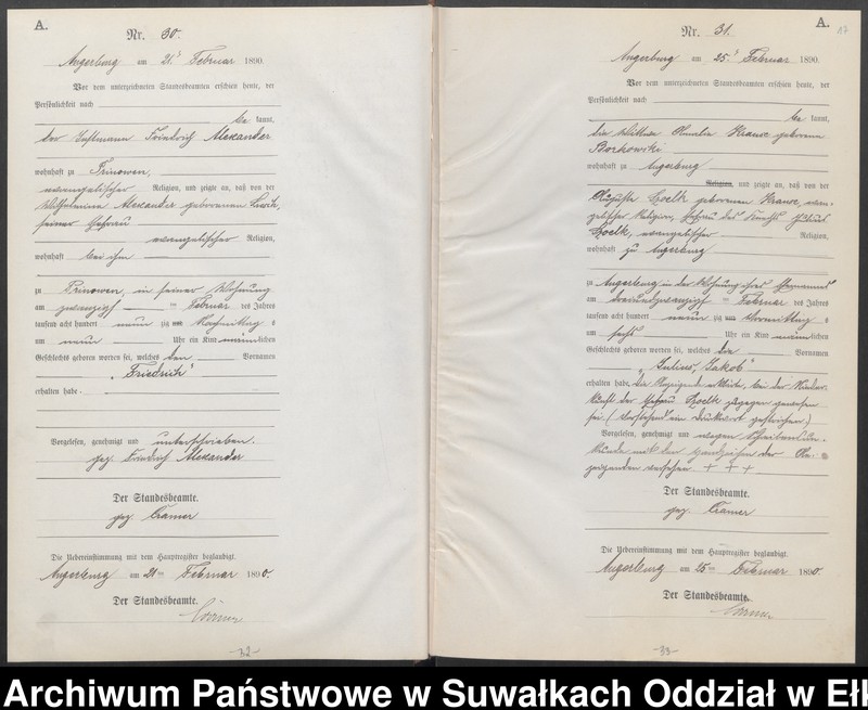 image.from.unit.number "Geburts-Neben-Register des Preussischen Standes-Amtes Angerburg Kreis Angerburg, Band I (Nr1-Nr158)"