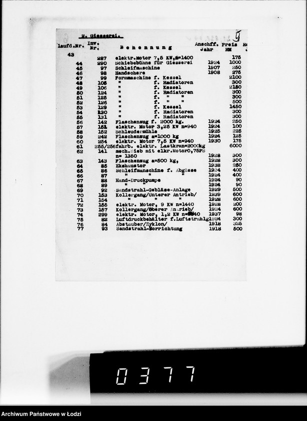 Obraz 9 z jednostki "Metallabteilung. [Listy przesyłkowe]"