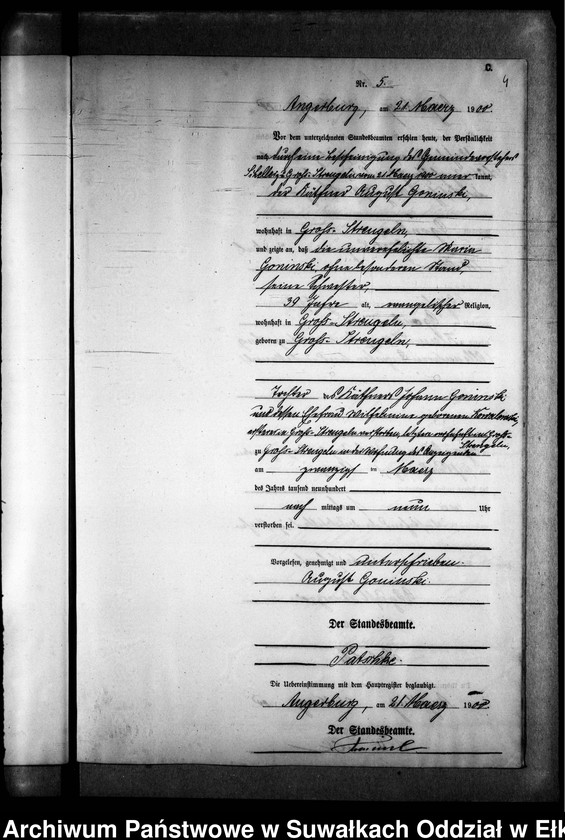 image.from.unit.number "Sterbe-Neben-Register des Preussischen Standes-Amtes Gr. Strengeln Kreis Angerburg"