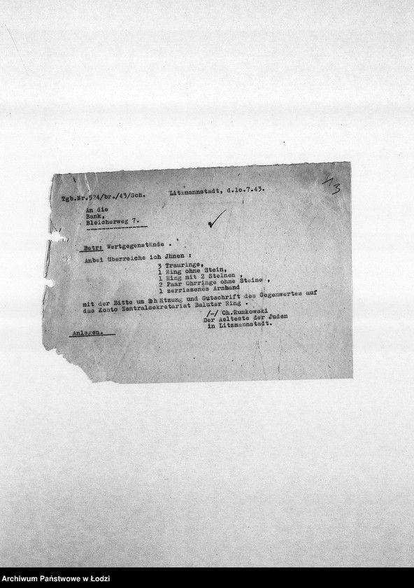 Obraz 6 z jednostki "[Korespondencja PSŻ z wydziałami i resortami getta w różnych sprawach]"