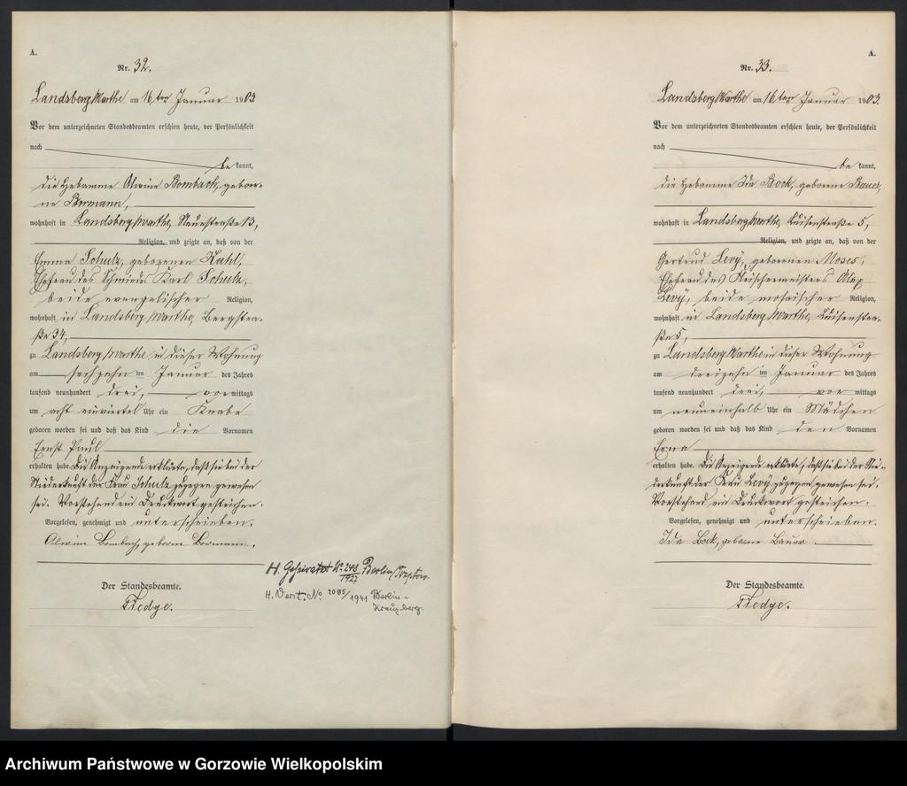 Obraz 19 z jednostki "Geburts Register"