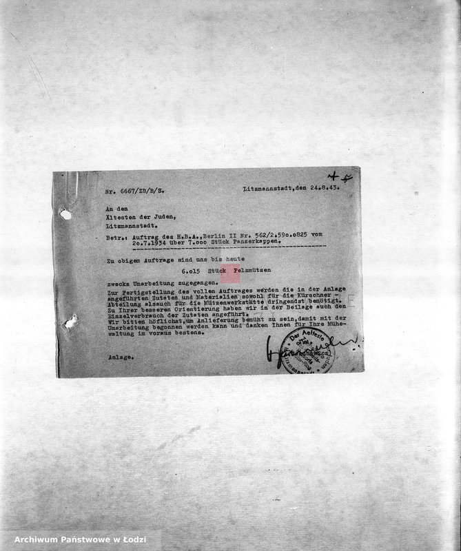 Obraz 10 z jednostki "Arbeitsressort M-P [Niemieckie zamówienia skierowane do resortów pracy, produkcja, zapotrzebowania materiałów do produkcji]"