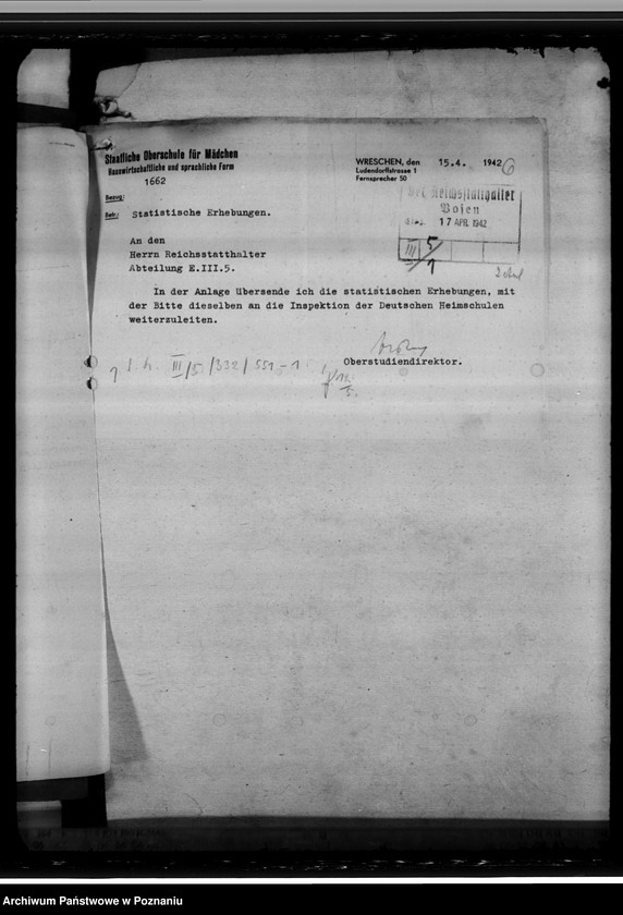 image.from.unit.number "Oberschule Schrimm (Śrem) Schülerzahl der Oberschulen 1944"