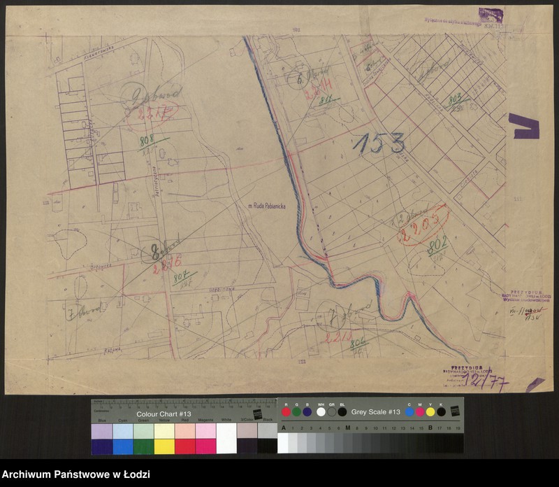 Obraz 1 z jednostki "Plan m. Łodzi 1:2000 z oznaczeniem podziału miasta na obwody i rejony spisowe. Sekcja SW112"