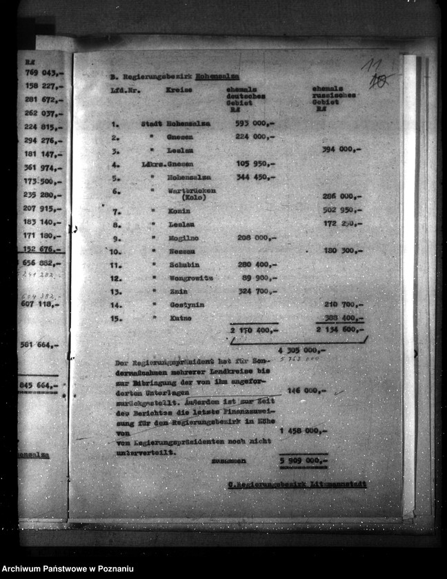 Obraz 15 z jednostki "Übersicht über Verwendung der Reichszuschüsse für gemeindliche Zwecke"