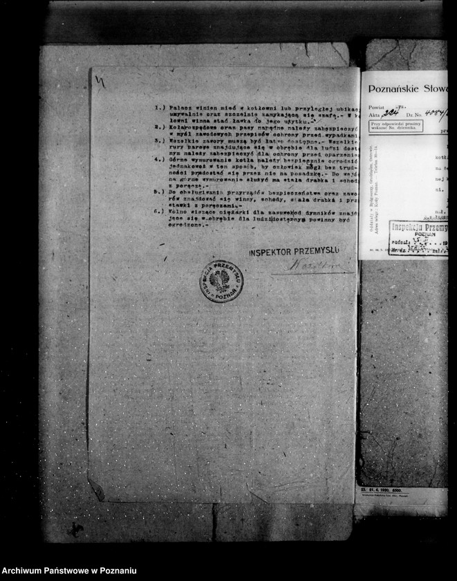 Obraz 9 z jednostki "1/ Tartak parowy we Wrześni- Towarzystwo Akcyjne Nr porządkowy kotła 11 /Młyn J. Hadyniaka w Tomicach powiat poznański"