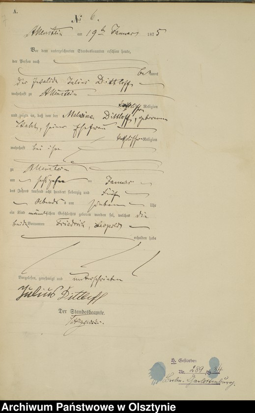 image.from.unit.number "Haupt-Geburts-Register Nr 1 - 282"
