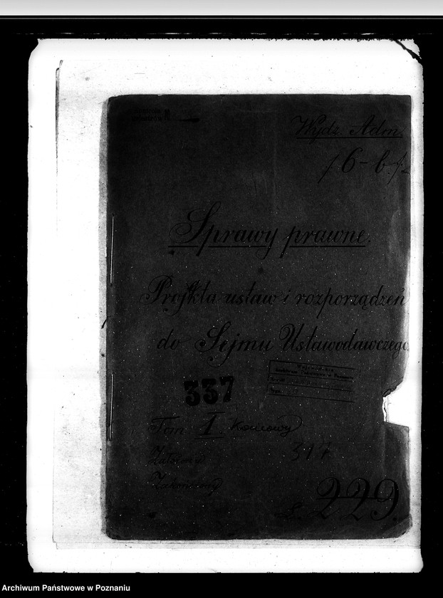 Obraz 4 z jednostki "Sprawy prawne projekty ustaw i rozporządzeń do Sejmu Ustawodawczego"