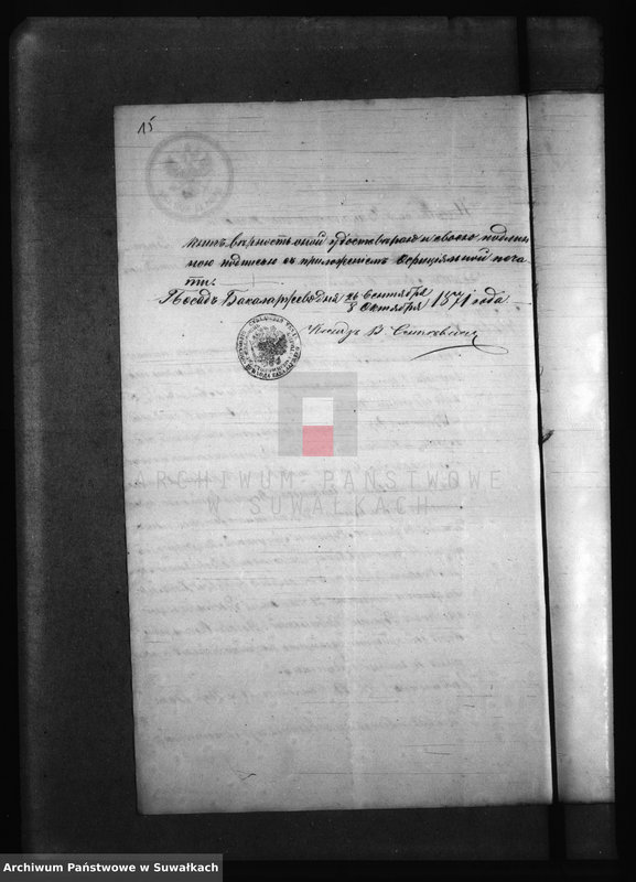 Obraz 19 z jednostki "Kniga Svidetelstv ob ogłašenjach Fiilipovskago Rimsko - Katoličeskago Prichoda za 1871 god"