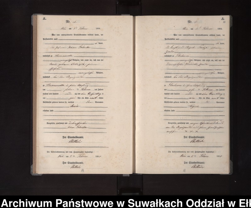 image.from.unit.number "Geburts-Neben-Register des Königlichen Preussischen Standes-Amtes Orlen Kreis Loetzen"