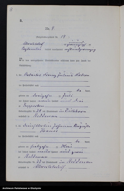 Obraz 10 z jednostki "Heiraths-Neben-Register Nr 1 - 9 [ Księga małżeństw - wtóropis ]"