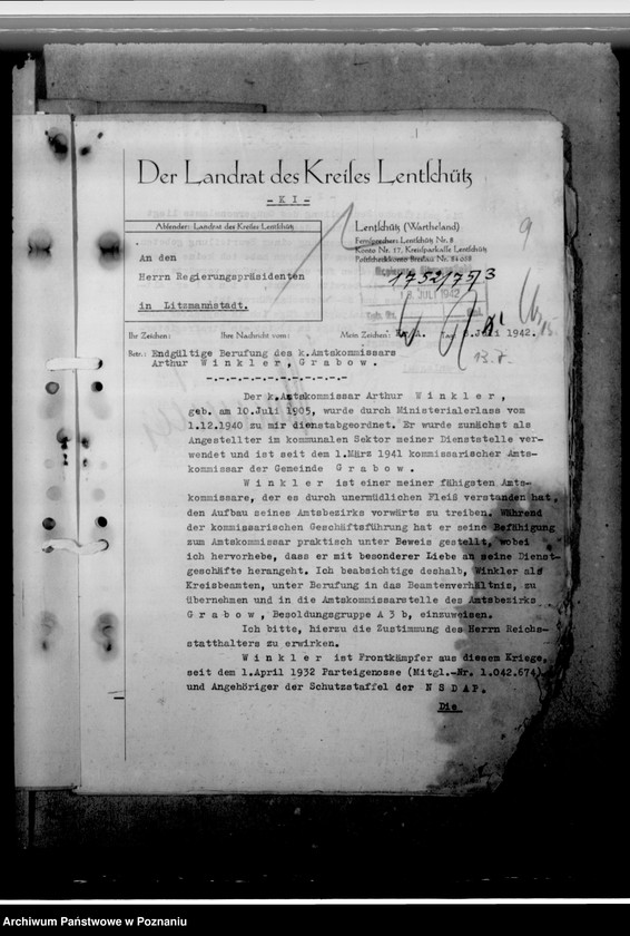 Obraz 13 z jednostki "Winkler, Artur - komisarz obwodowy"